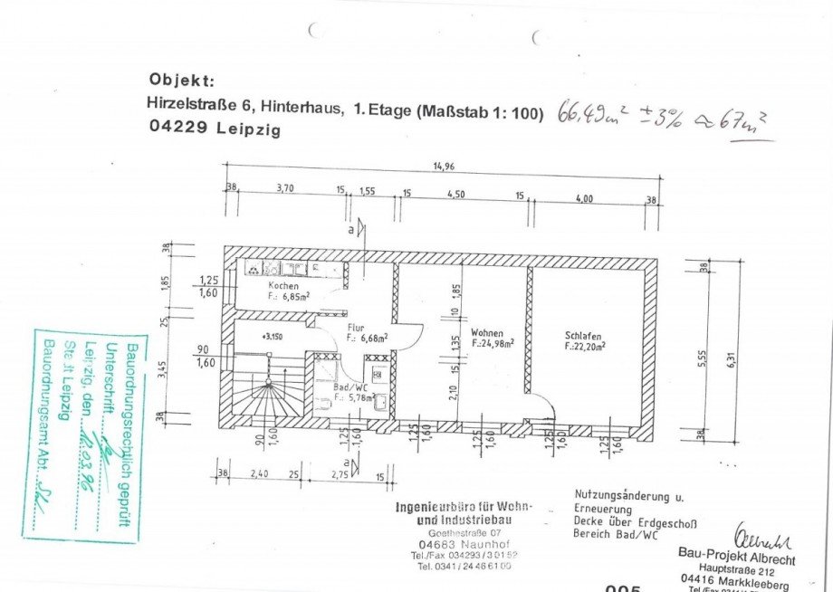 Grundriss bemat Etagenwohnung Leipzig / Kleinzschocher