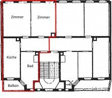 Grundriss Leipziger Strae 39, Taucha, 1. OG li Gerumige 2- Zimmer- Wohnung in sehr zentraler Lage von Taucha