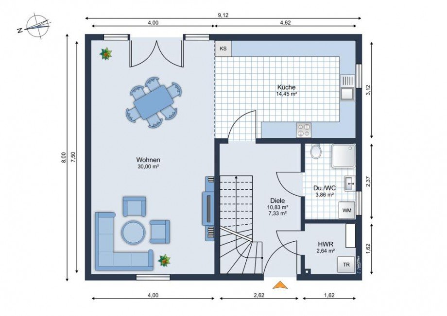 Grundriss Erdgescho Einfamilienhaus Leipzig