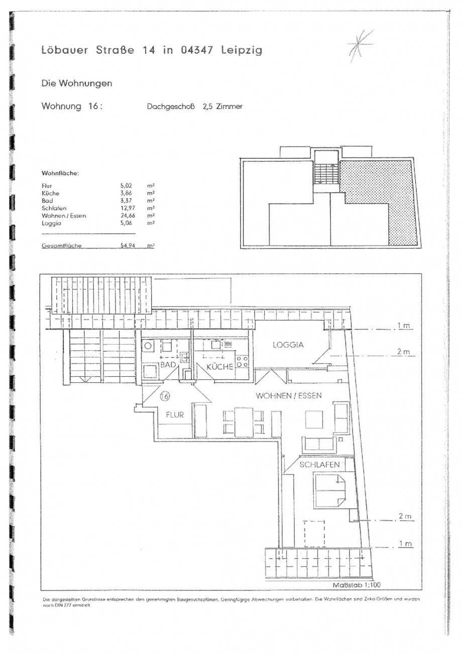 Grundriss Dachgeschosswohnung Leipzig