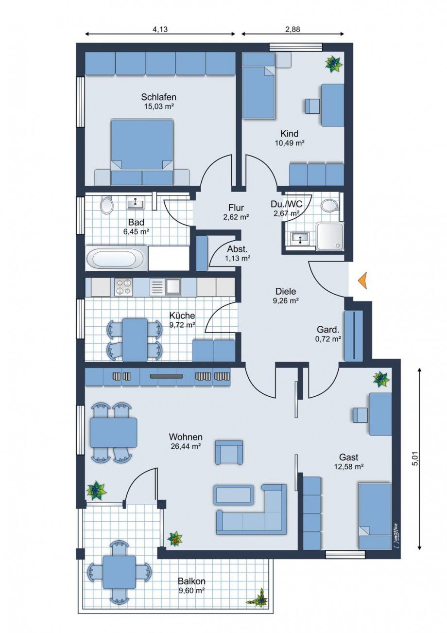 Grundriss Etagenwohnung Bonn / Muffendorf