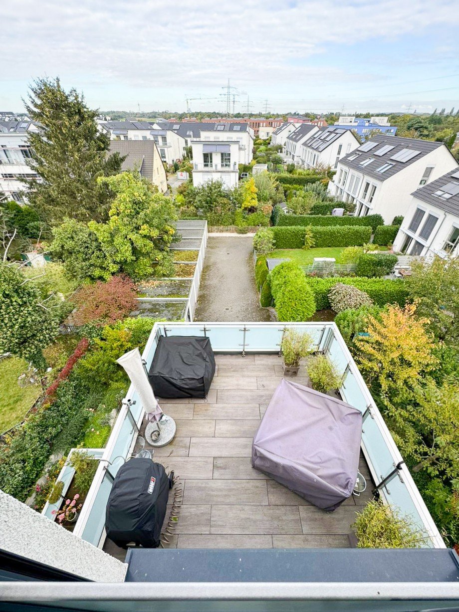 Blick vom OG auf Dachterrasse Maisonettewohnung Dsseldorf / Itter