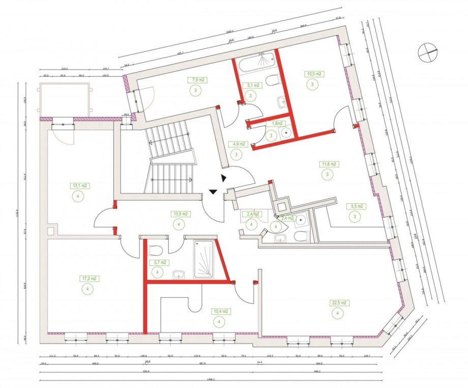 Techn.Zeichn.1OG l Etagenwohnung Leipzig / Plagwitz