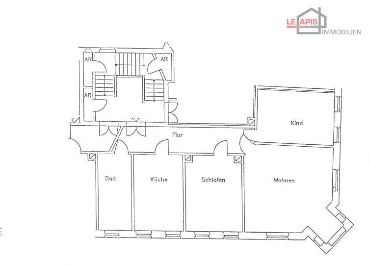 Kohlgartenstr. 28, WE 10 - 3. OG mitte - Grundriss Etagenwohnung Leipzig