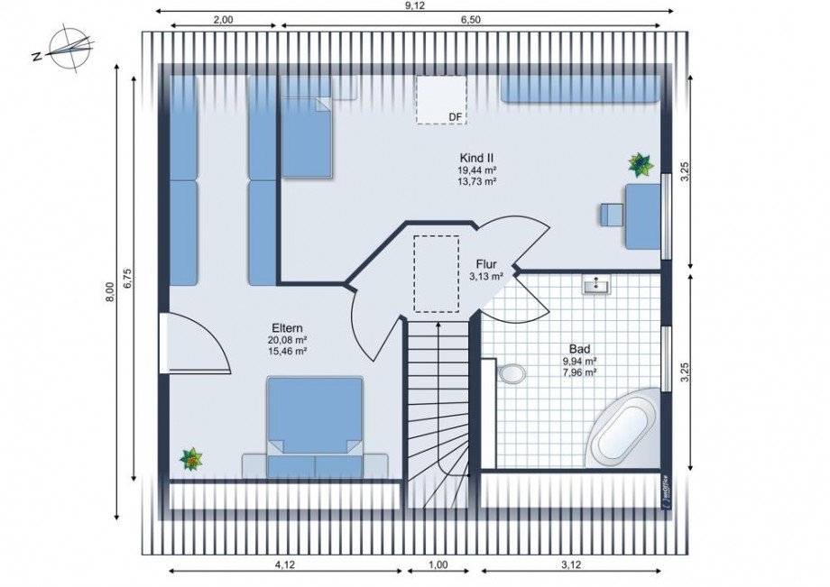 Grundriss Obergescho Einfamilienhaus Leipzig